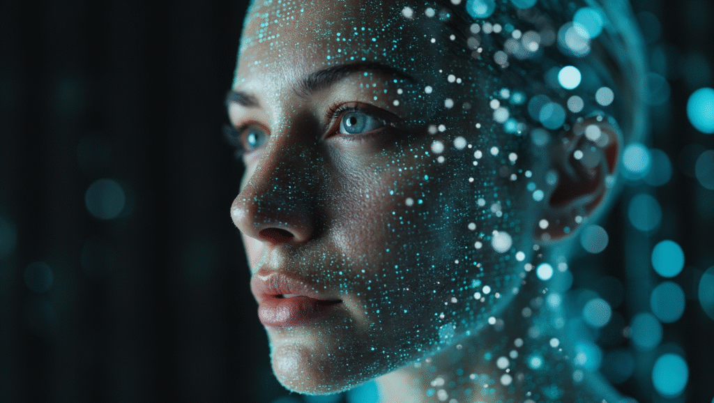 Digital human portrait showing the future of i̇ns and how identity evolves with AI and technology.