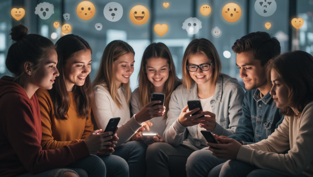 Young users expressing emotion and creativity on social media platforms representing the i̇ns culture.