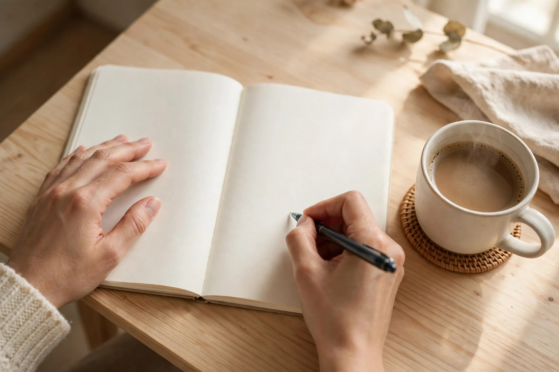 Handwritten wish list in a notebook for the 30-day rule to stop impulse purchases