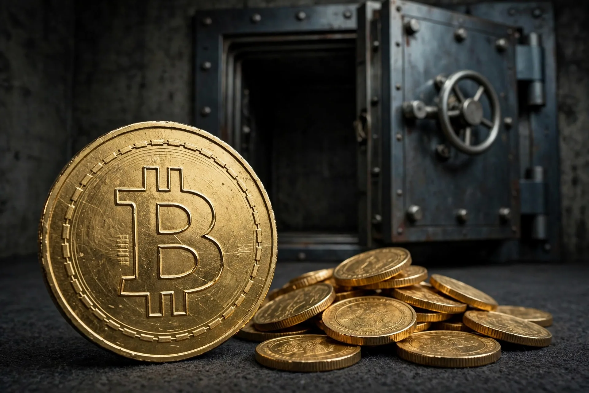Gold Bitcoin coin next to gold coins for bitcoin vs ethereum supply rules