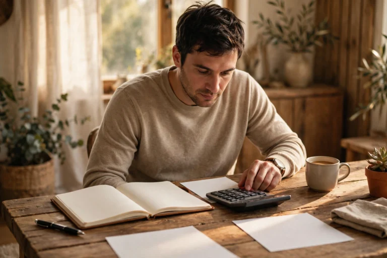 Person reviewing a monthly budget with budgeting mistakes checklist on a desk