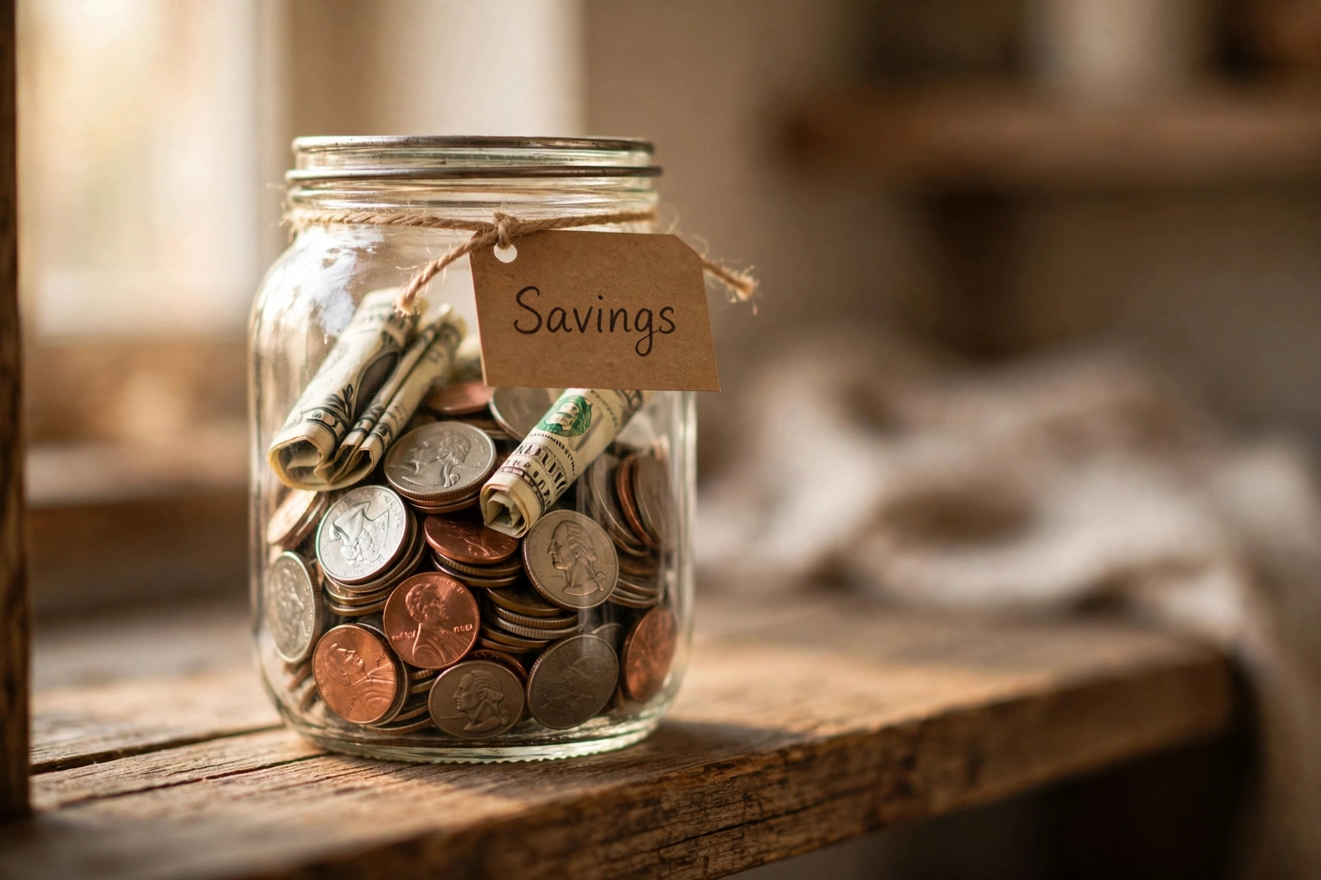 Savings jar labeled emergency fund, fixing the budgeting mistake of skipping savings