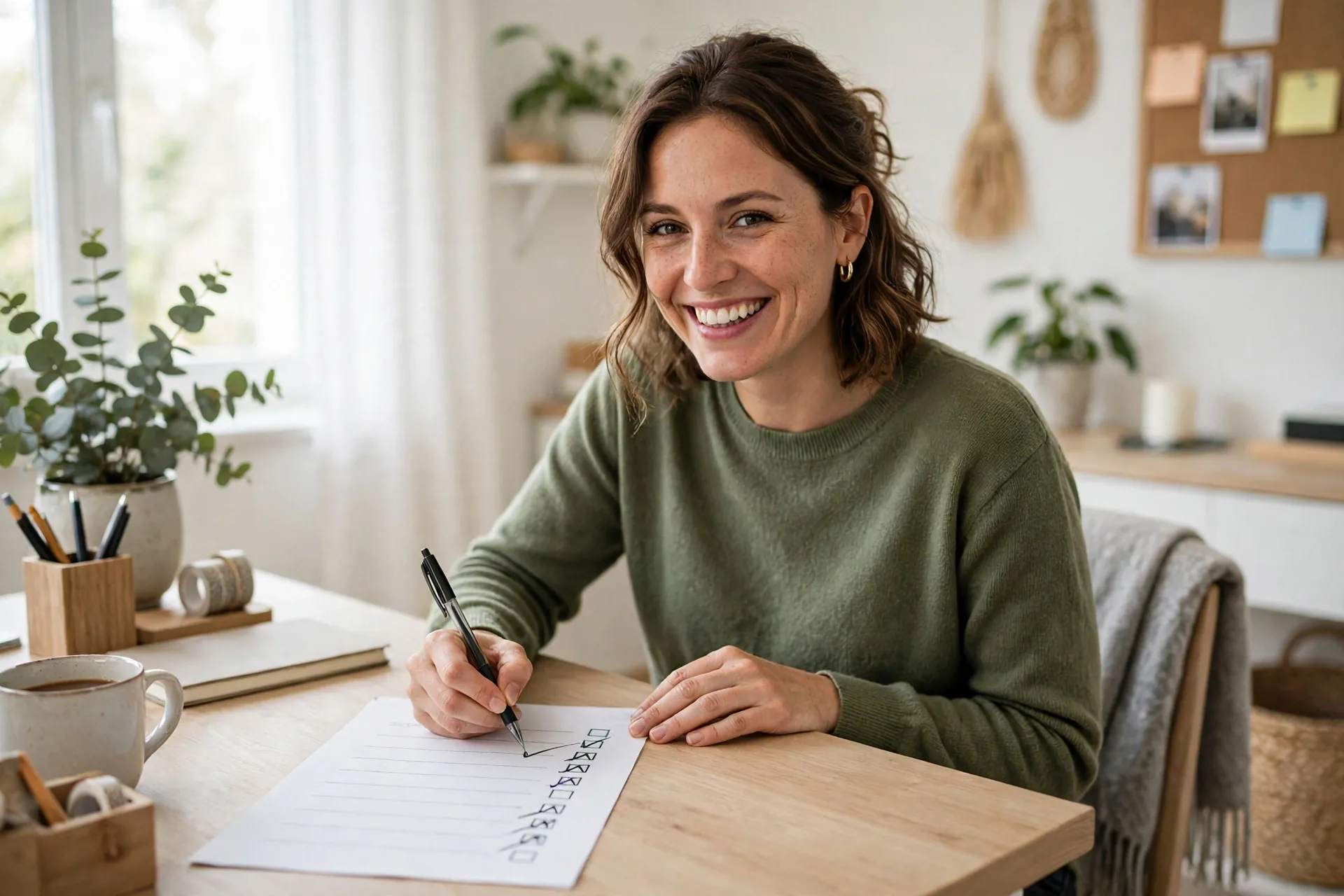Person checking off the final item on a debt-free checklist, debt consolidation for beginners