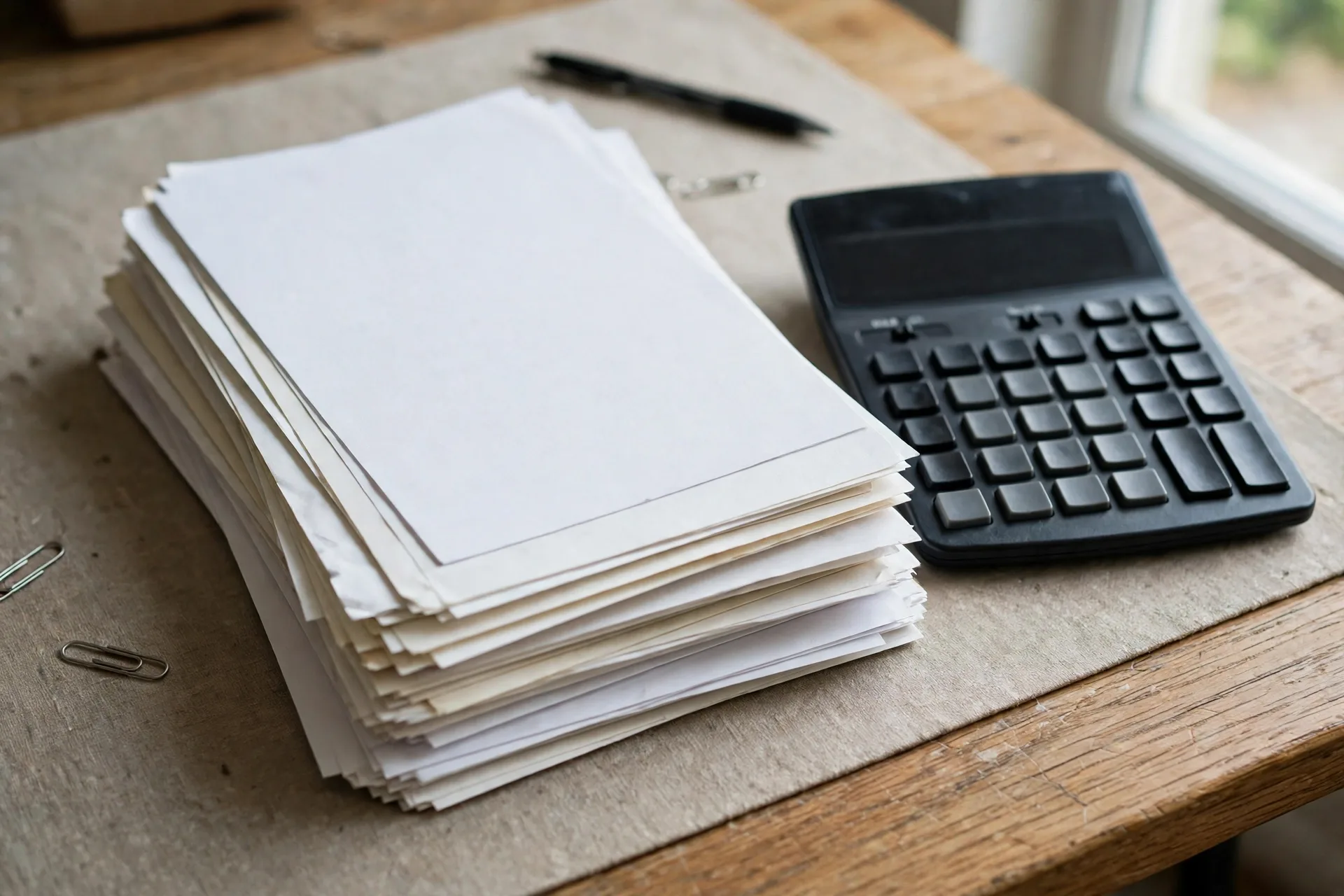 Stack of bills with a calculator, debt consolidation for beginners combining multiple debts into one payment