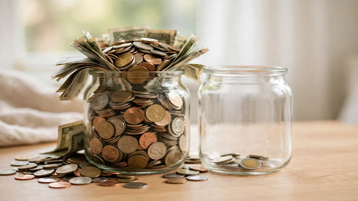 Two savings jars showing the difference between a high yield savings account and a regular savings account