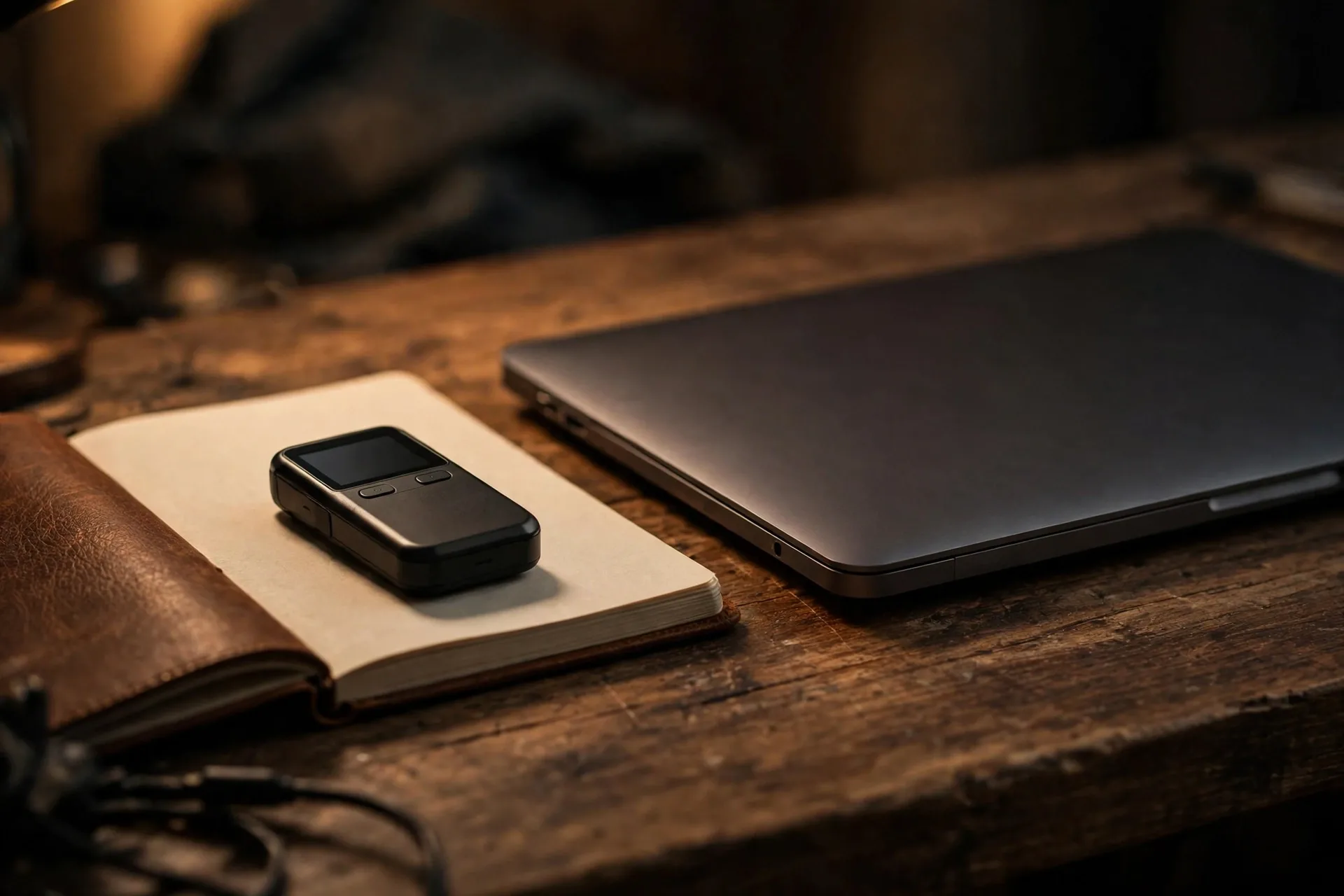 Cold crypto wallet hardware device on a notebook for offline storage