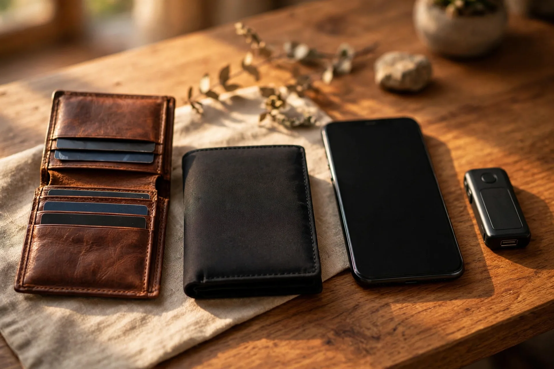 Hot vs cold crypto wallets comparison with a phone wallet and hardware wallet side by side