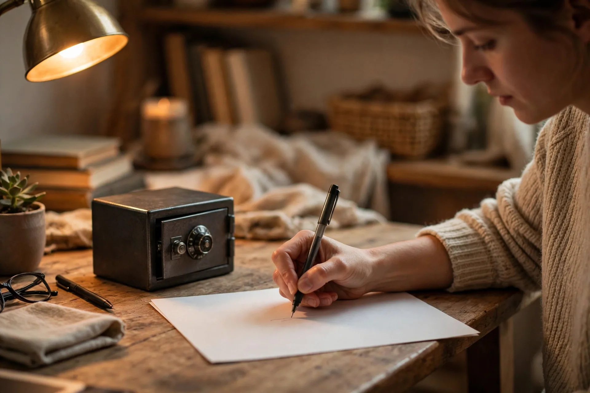Writing a crypto wallet seed phrase on paper for offline backup