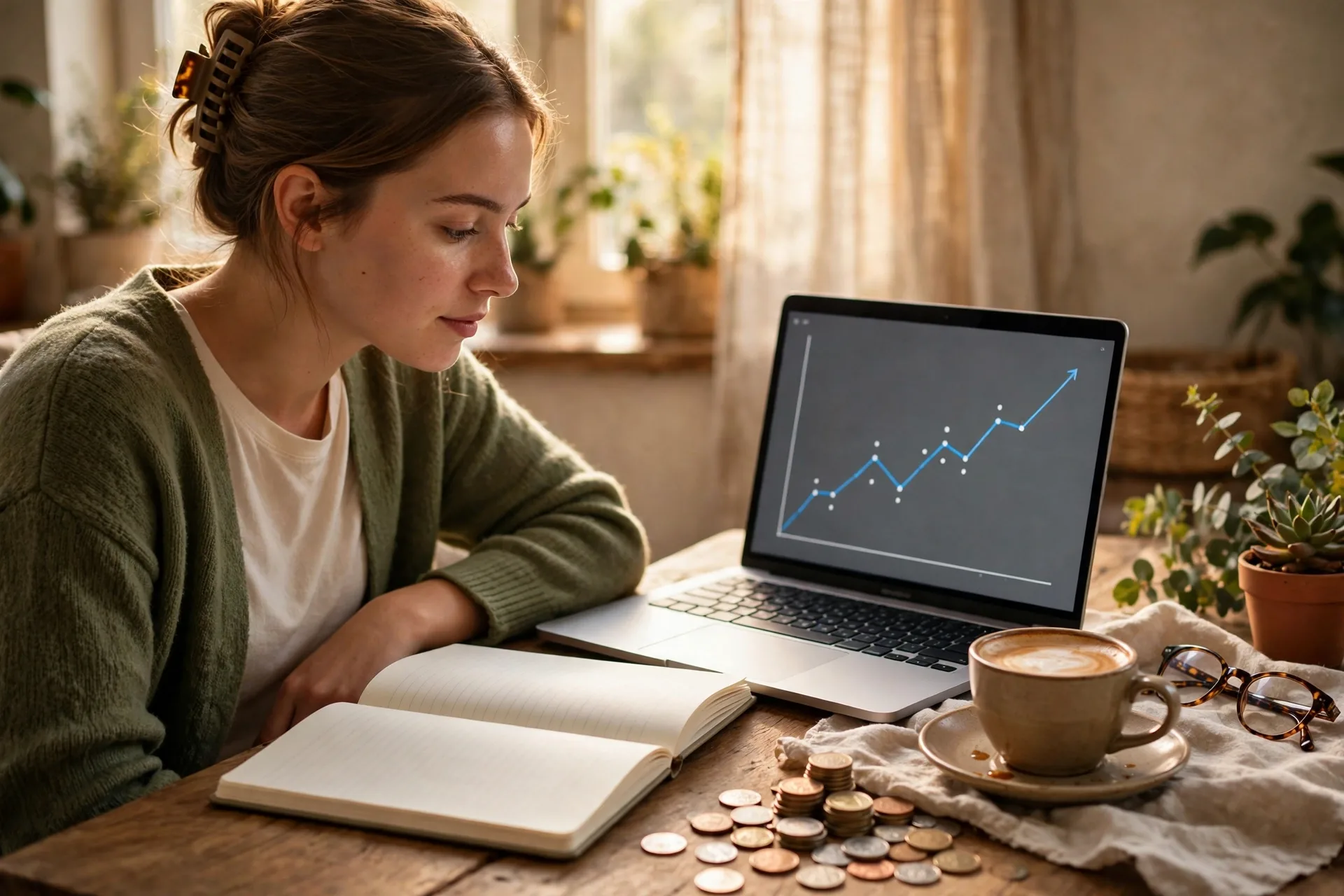 A young adult and an older adult reviewing retirement planning papers at home desks, for how much should you invest per month by age