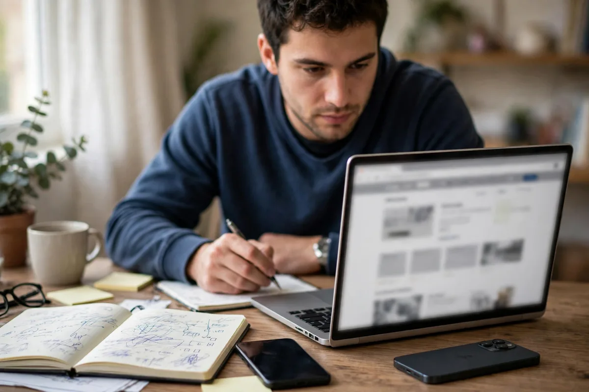 Person verifying a crypto platform on a laptop for how to avoid crypto scams