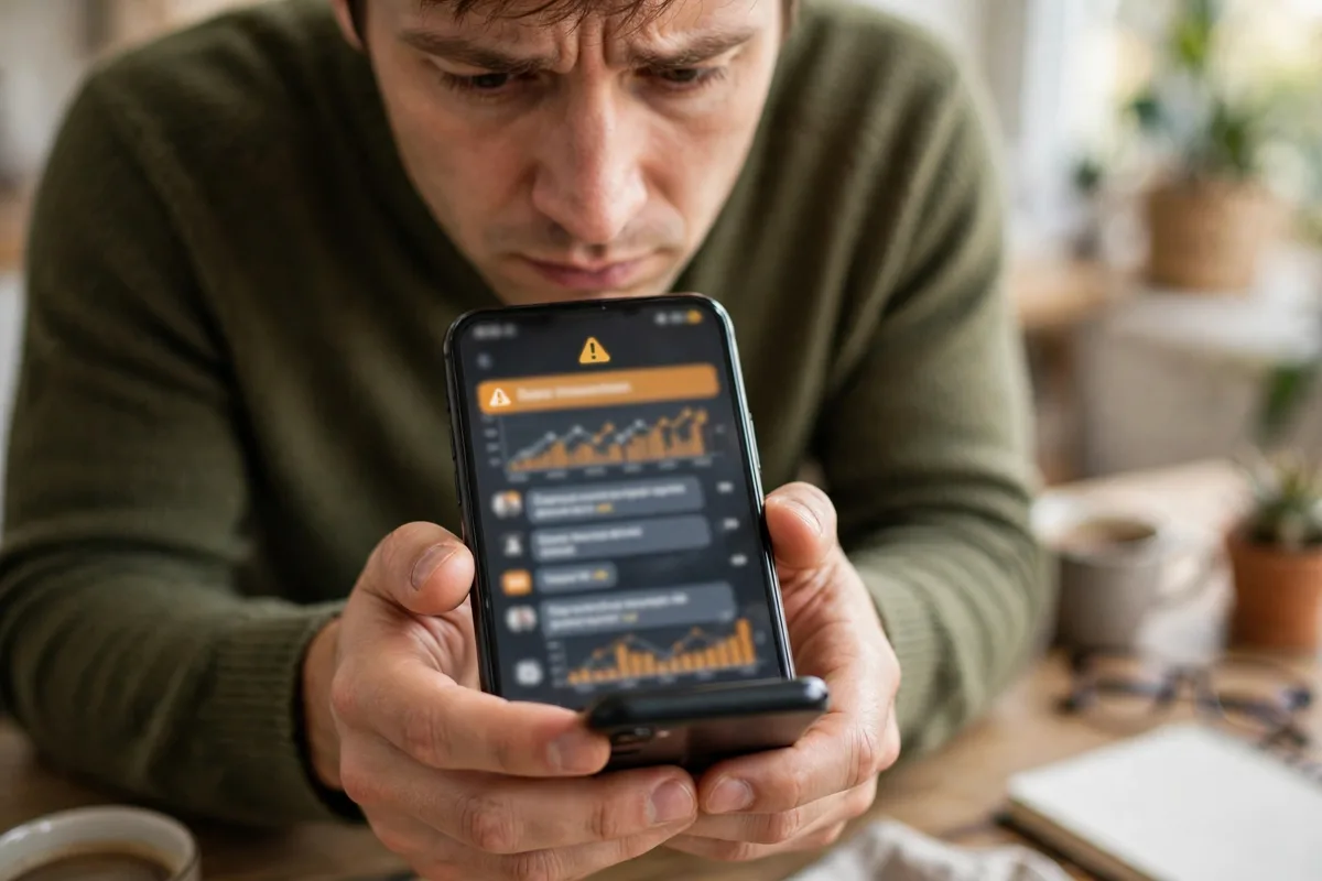 Hands holding a phone with a suspicious crypto scam message for how to avoid crypto scams