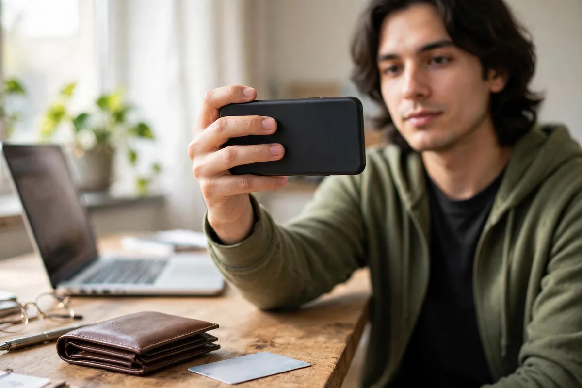 Person holding a phone for an identity check for how to buy your first crypto safely