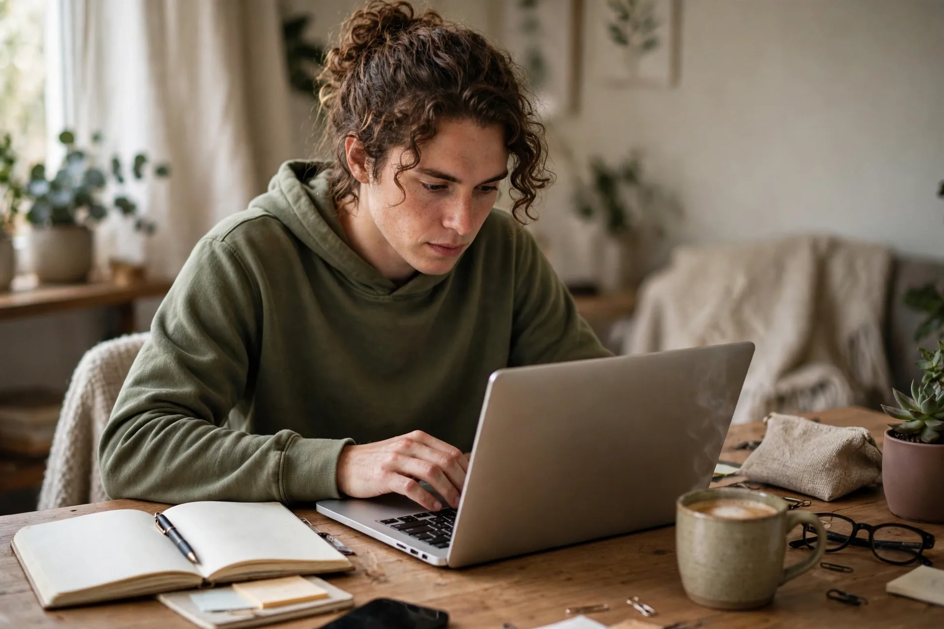 Freelancer working on a laptop on a one-hour quick task to make money in one hour