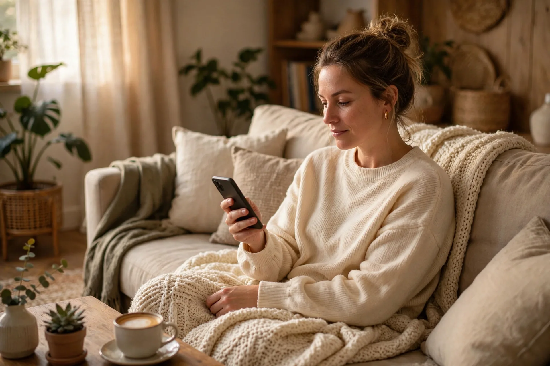 Woman reviewing her cell phone plan to negotiate a lower monthly bill