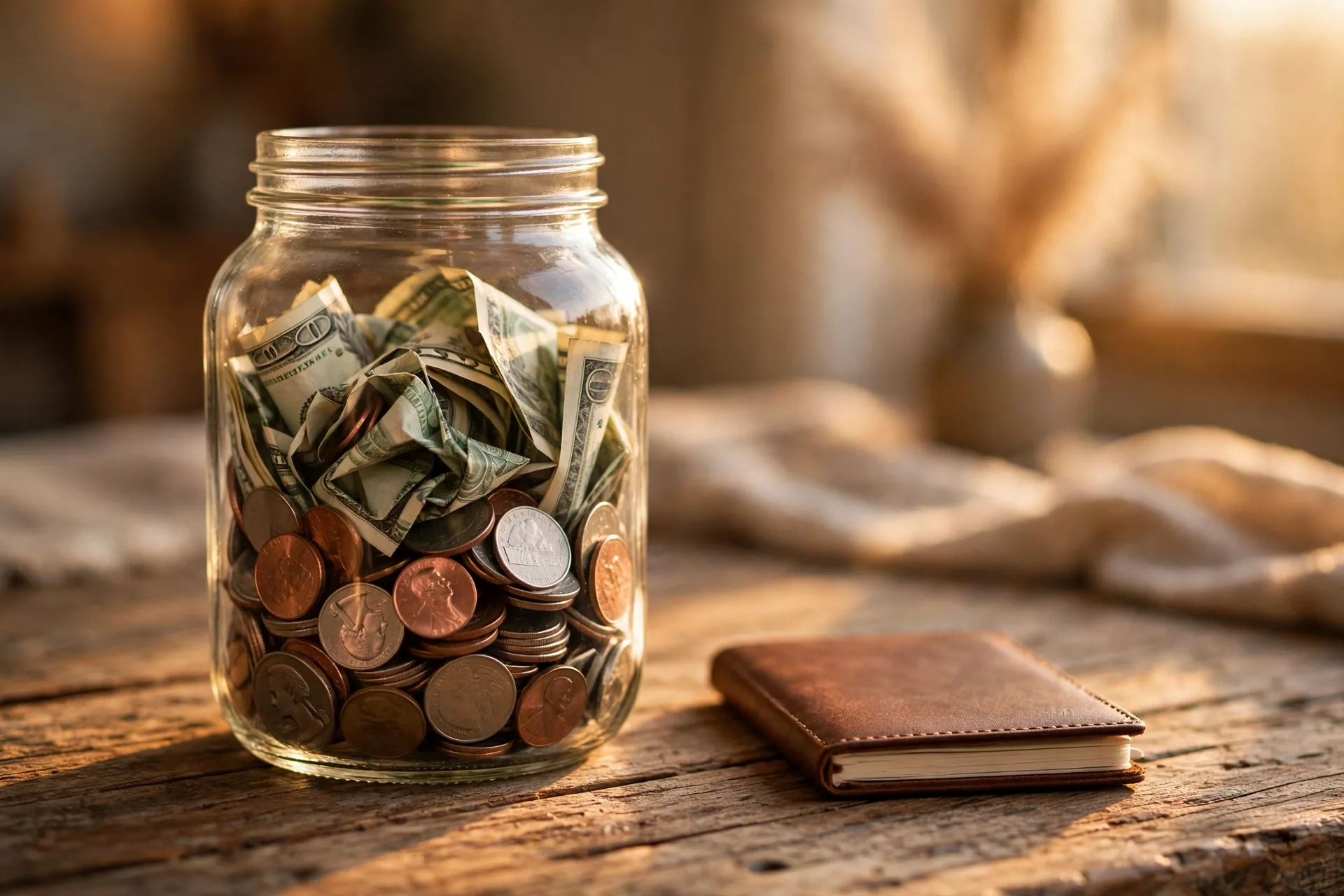 Glass savings jar filling with cash saved by learning how to negotiate bills