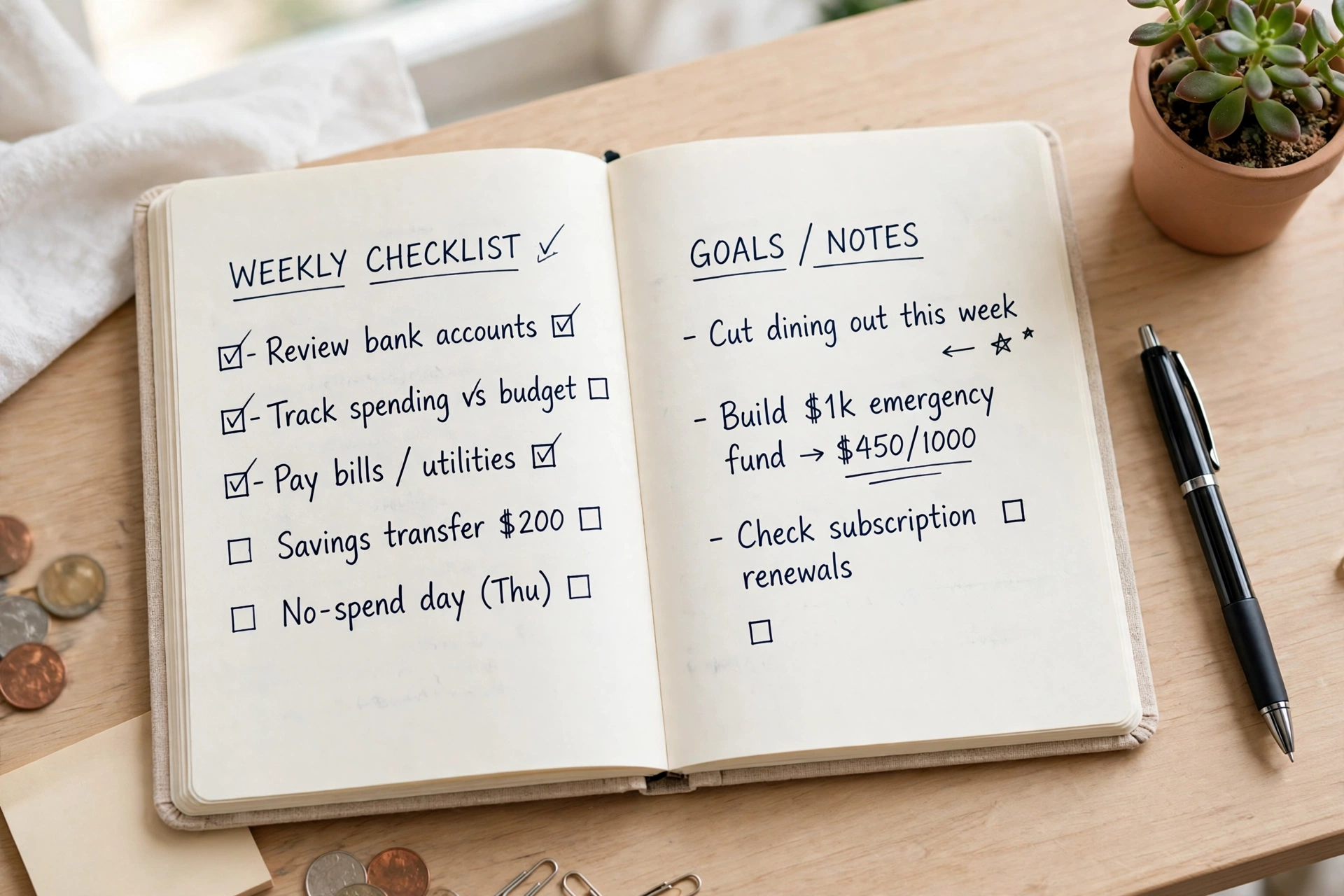 Notebook with a 30 day action plan to improve a credit score fast
