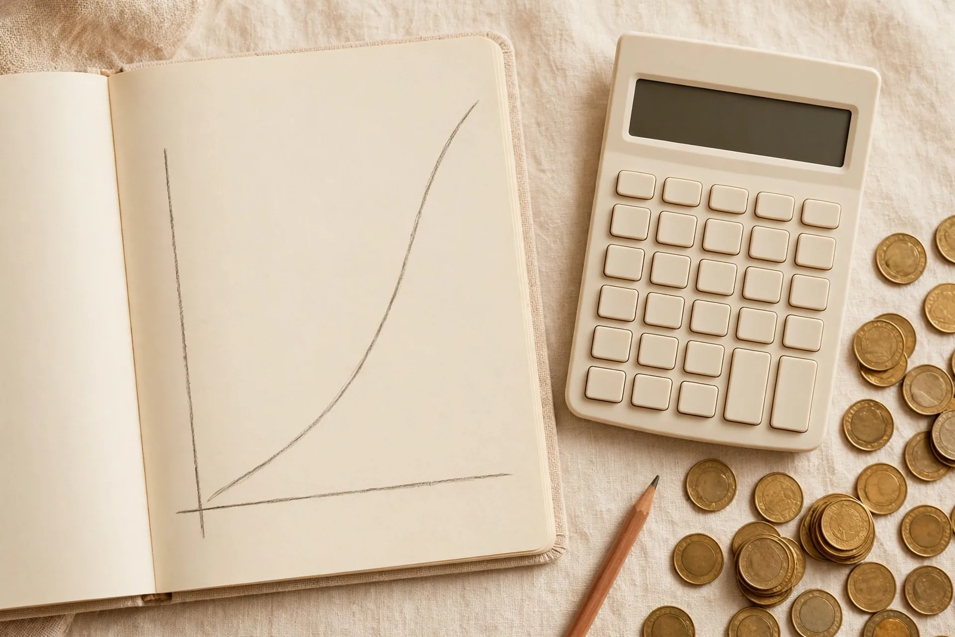 Compound interest growth curve on a chart showing why beginners should start investing early, debunking investing myths