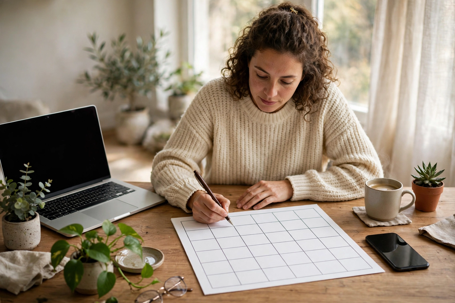 Person planning social media posts at a desk, ChatGPT social media management