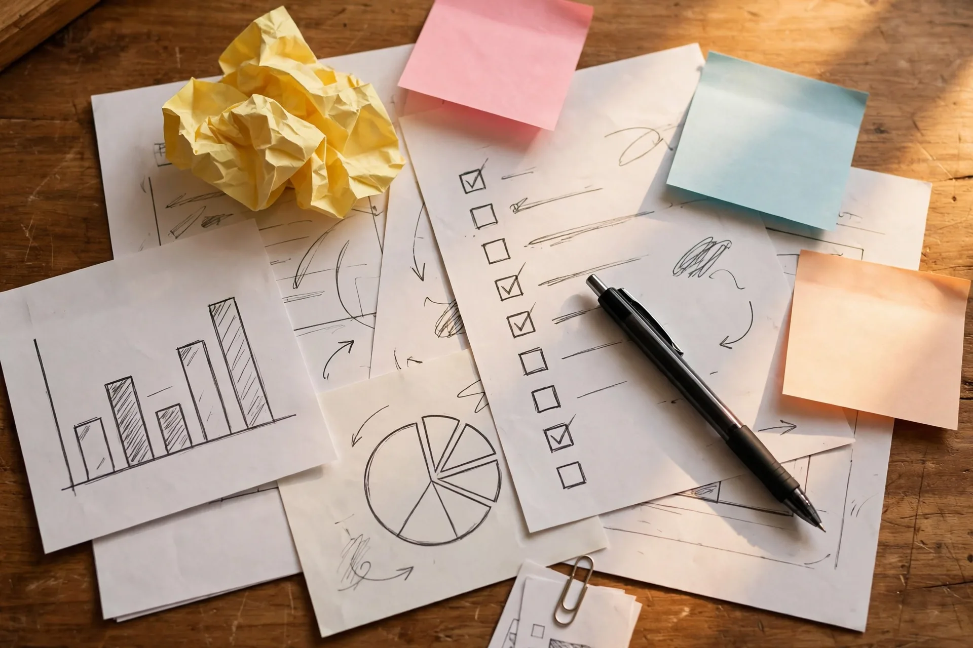 Sticky notes and budget planning papers showing common monthly budget spreadsheet mistakes to avoid