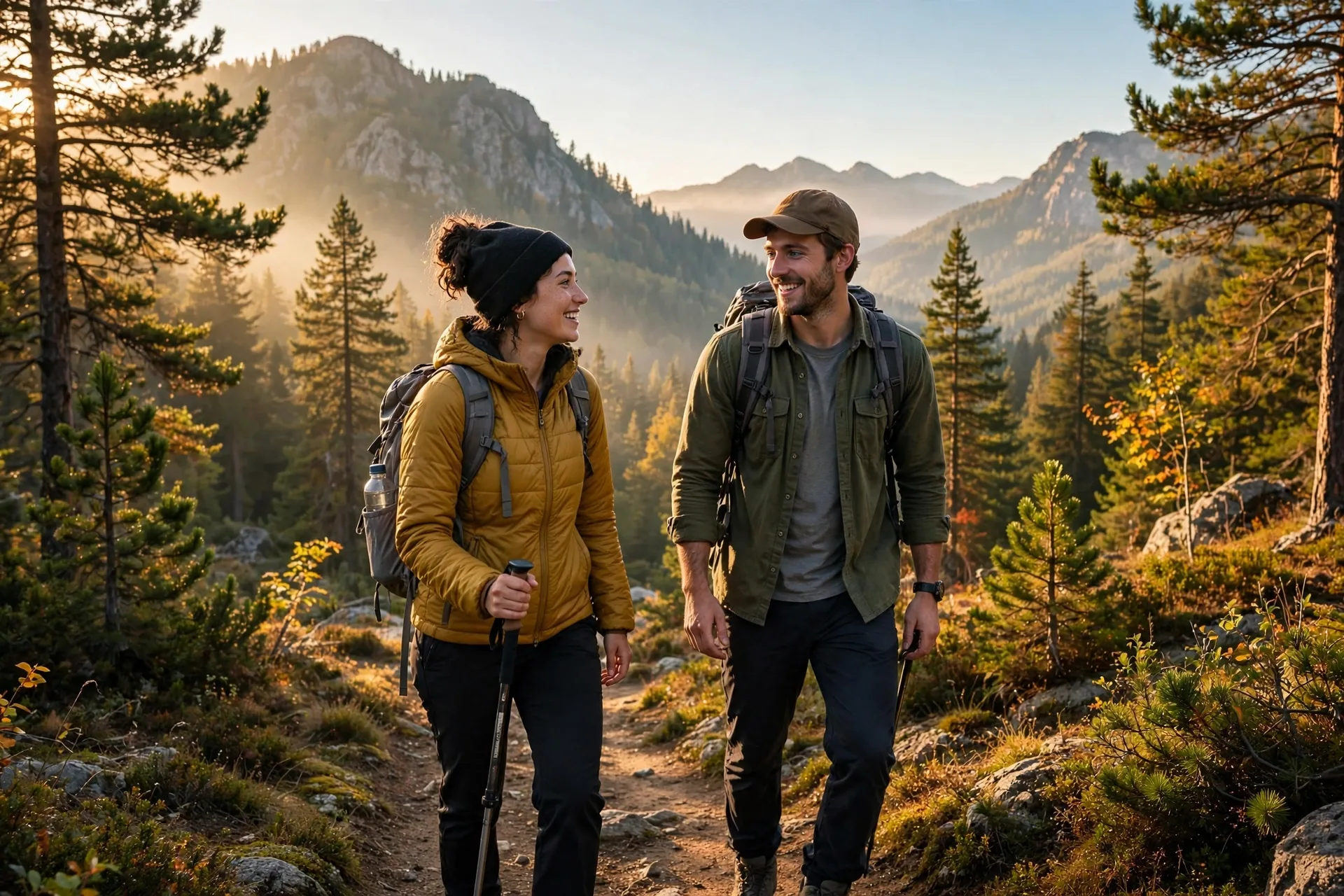 Friends hiking a free nature trail, a fun no spend weekend idea