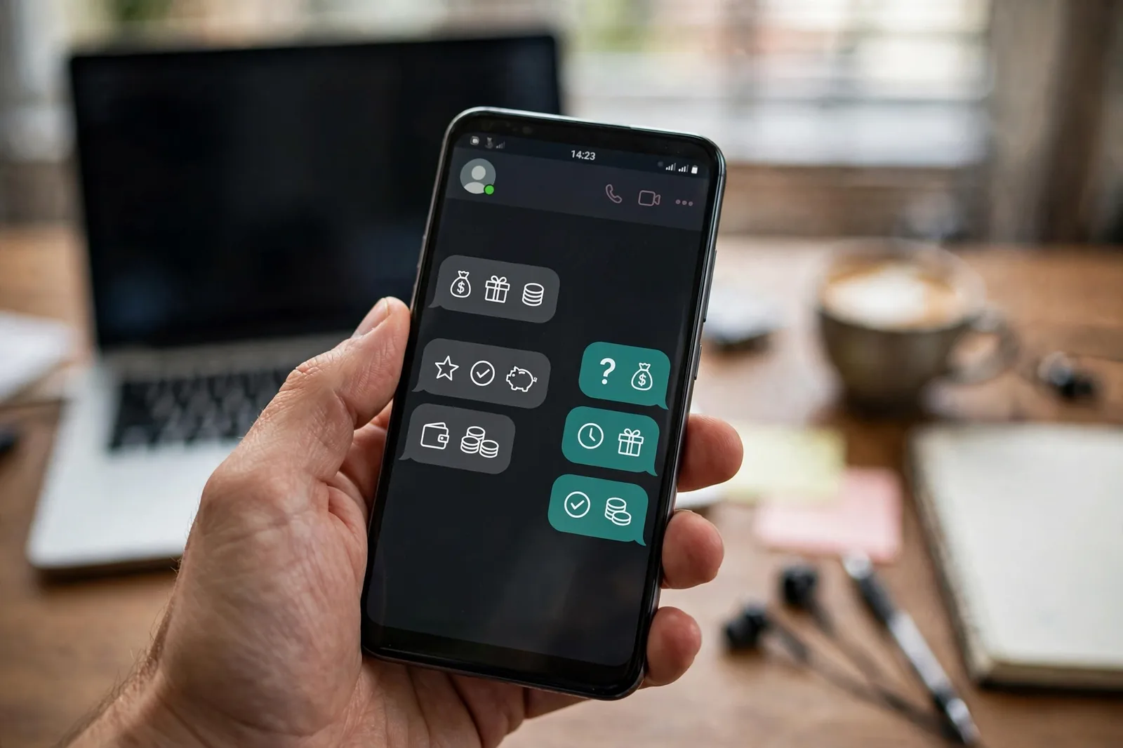 Smartphone showing suspicious paid-task messages, an example of online income scams on WhatsApp and Telegram