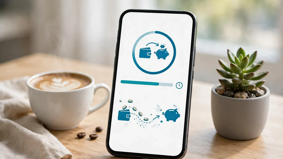 Automatic savings transfer on a banking app to save $500 a month consistently