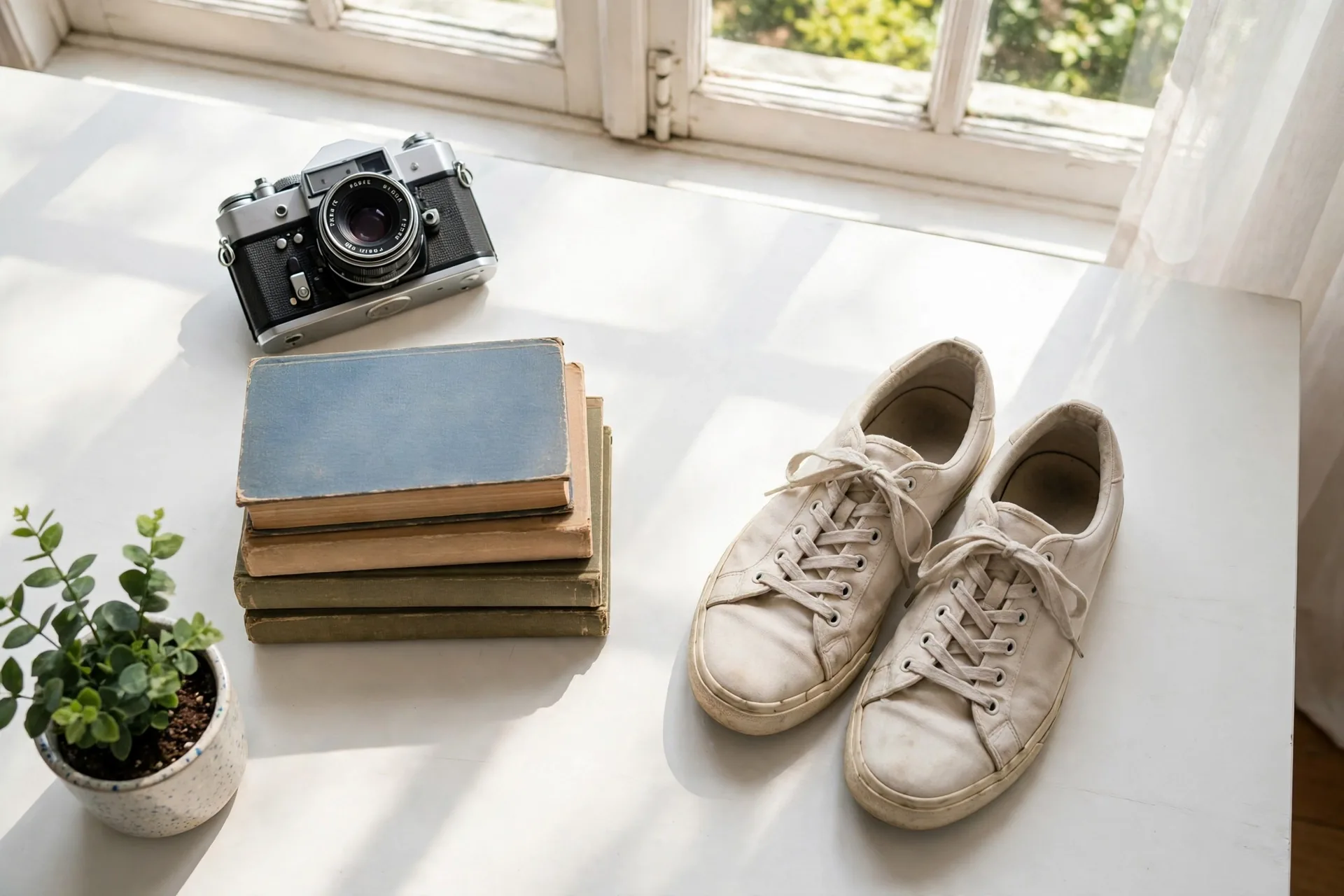 Secondhand items laid out to sell online as a weekend side hustle