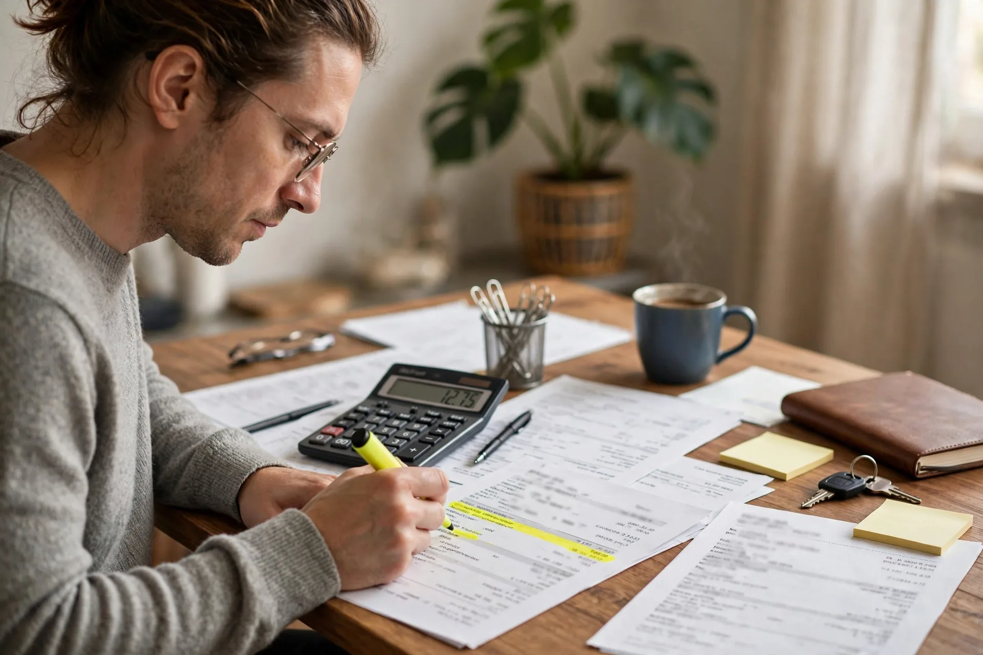 Person reviewing credit card statements and a calculator, snowball vs avalanche debt avalanche method