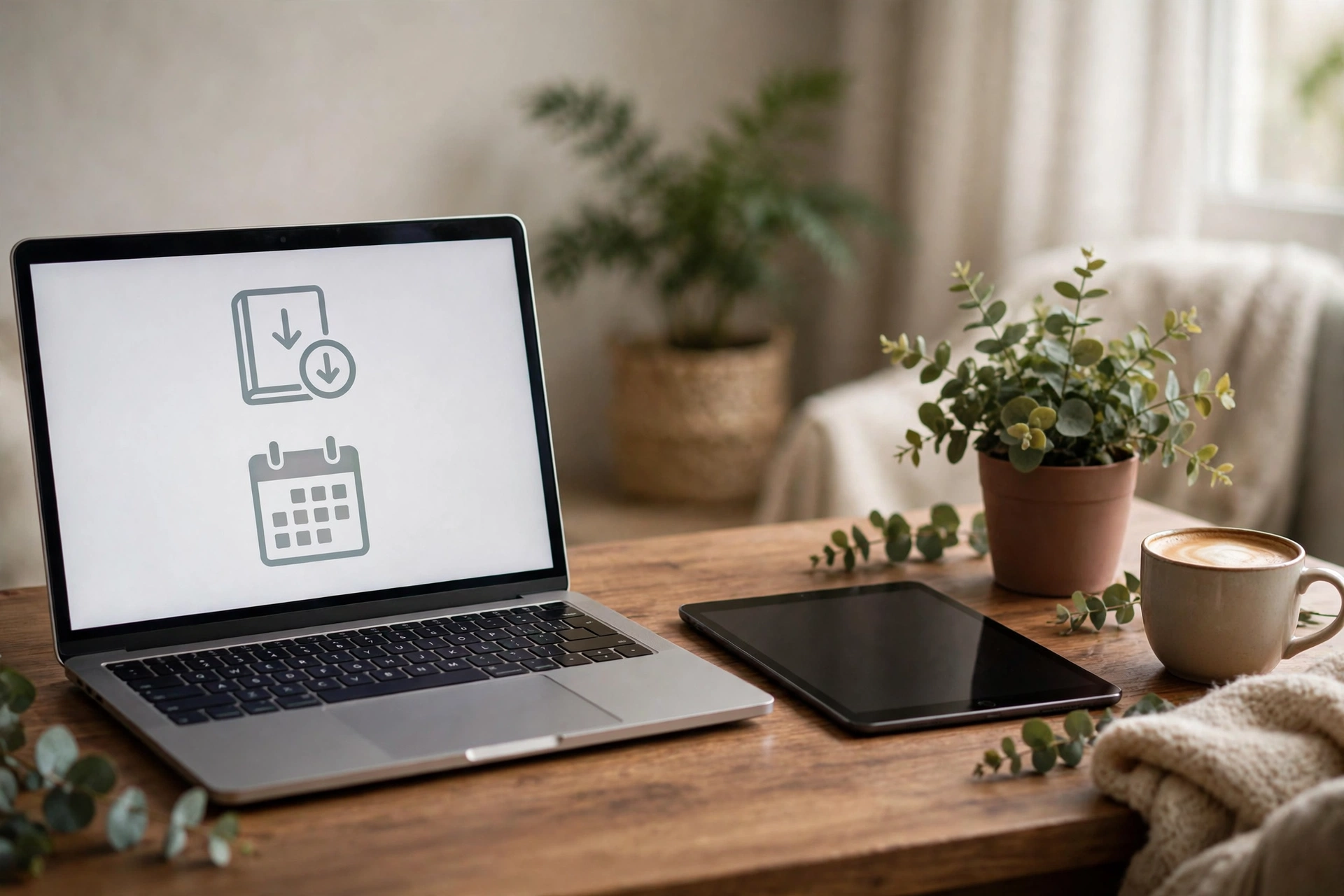 What a digital product is, shown as downloadable ebook and planner files on a laptop for selling digital products online